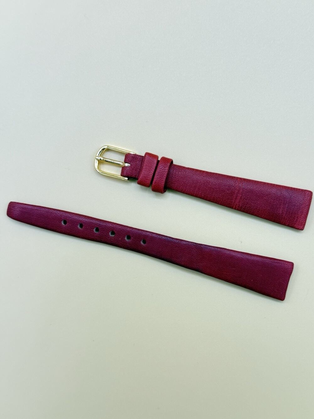 13mm KREISLER Genuine Calfskin Red NOS Vintage Watch Band & Gold-Tone Buckle